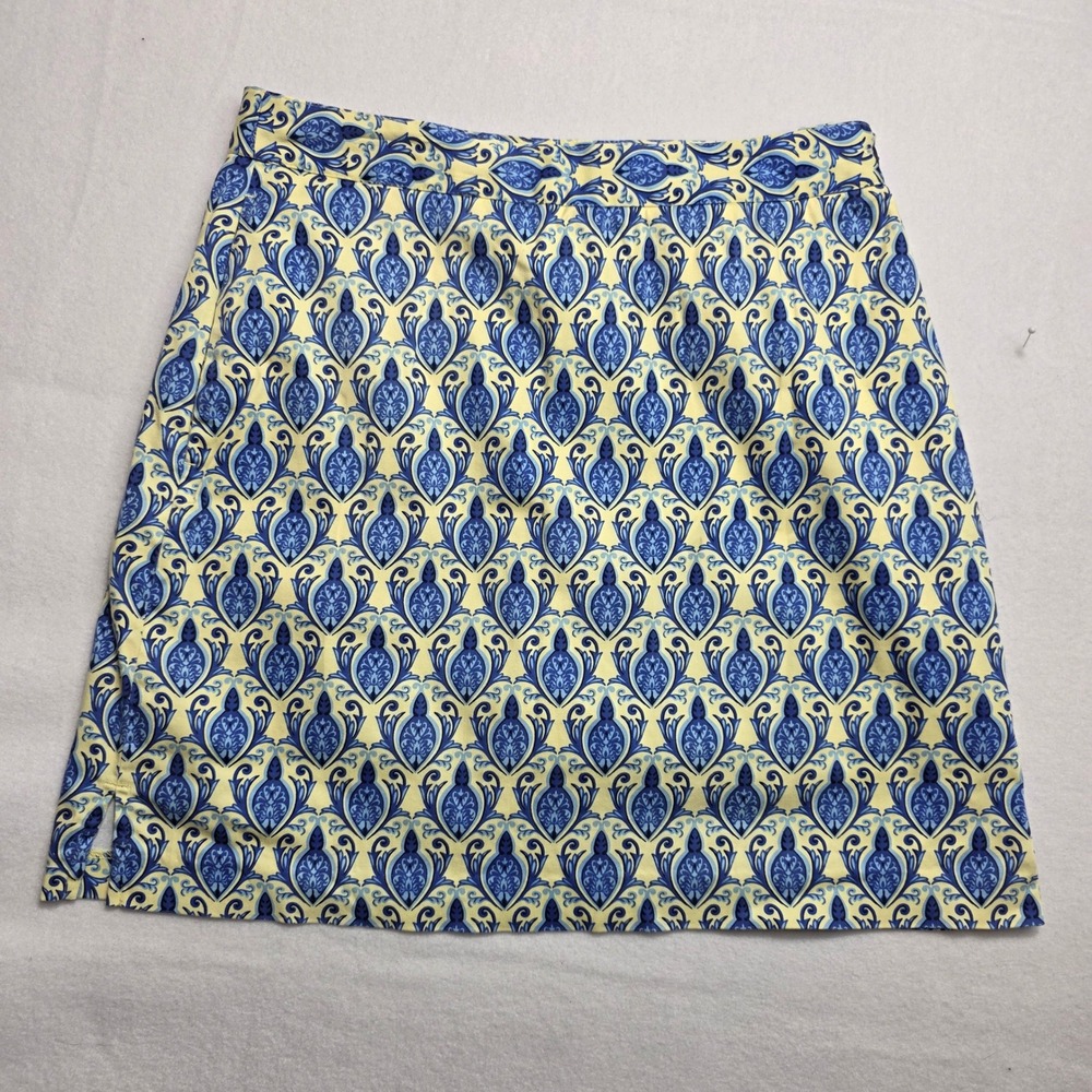 EP Pro Golf Skort Womens 6 Yellow Blue Damask Paisley Print Athletic Skirt Lined
